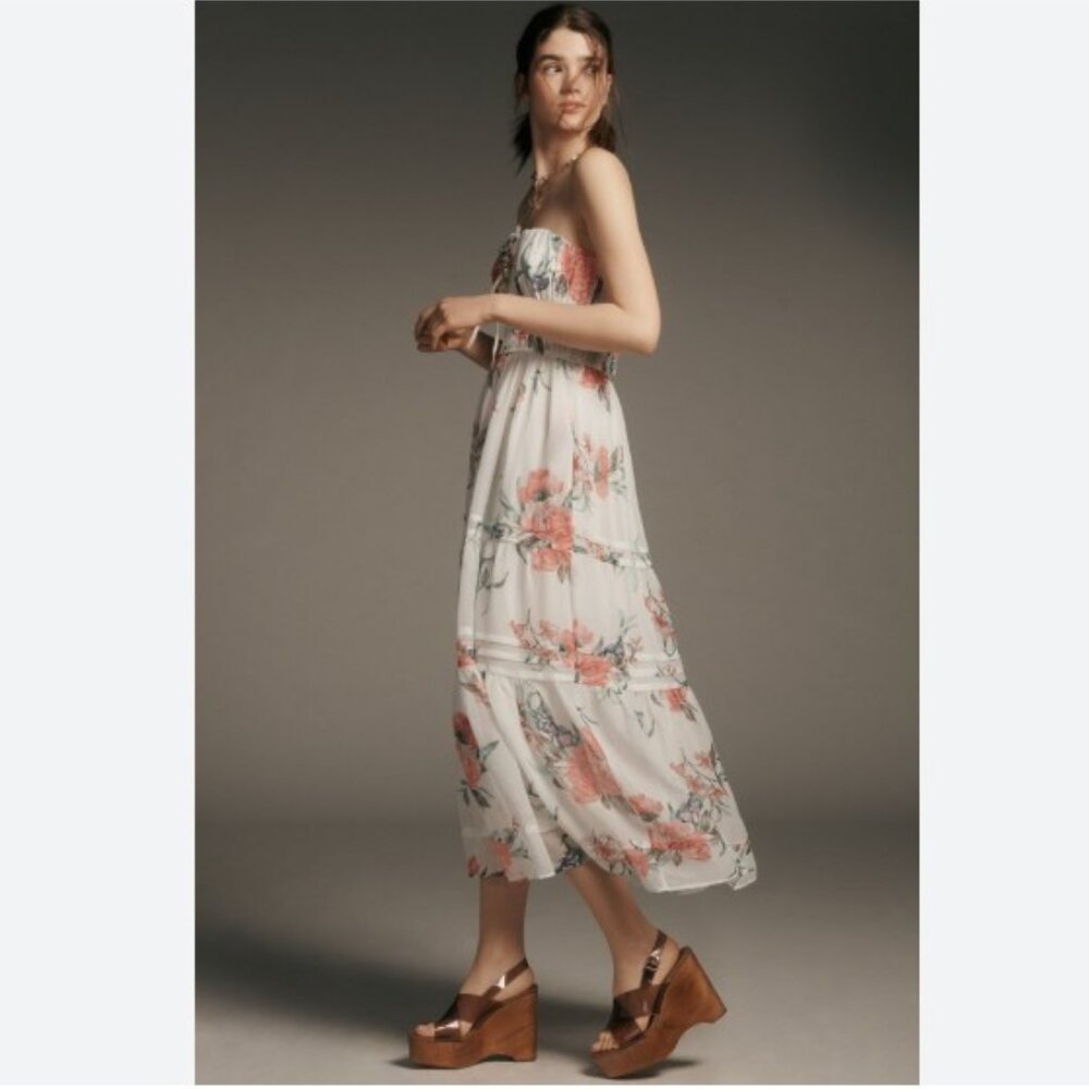 Anthropologie The Somerset Strapless Chiffon Midi Dress - Size Medium - NTW